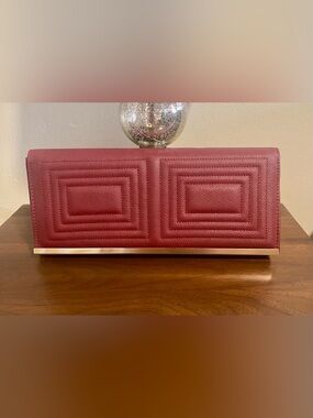 Quilted Brick Red Colored Clutch Bag